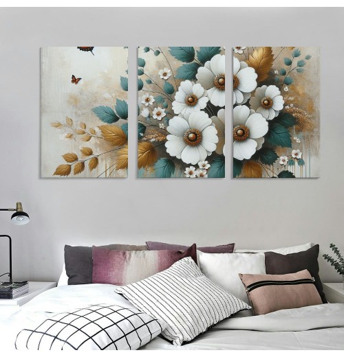 Ulloord Wall Art Modern Flower Artwork Paintings Butterfly Landscape Picture wall Decor for Living Room Bedroom Kitchen with Framed