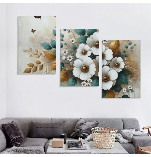 Ulloord Wall Art Modern Flower Artwork Paintings Butterfly Landscape Picture wall Decor for Living Room Bedroom Kitchen with Framed