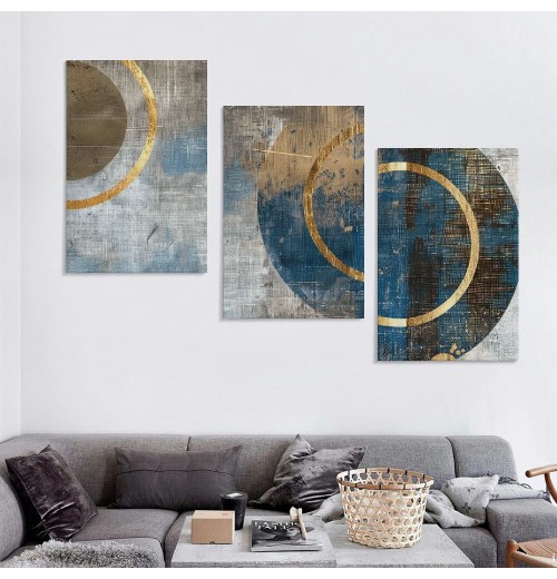 Ulloord Abstract Canvas Wall-Art For Office - Brown Wall Decor - Horizontal Wall Art Living Room Large Black Pictures Geometric Poster Ready To Hang