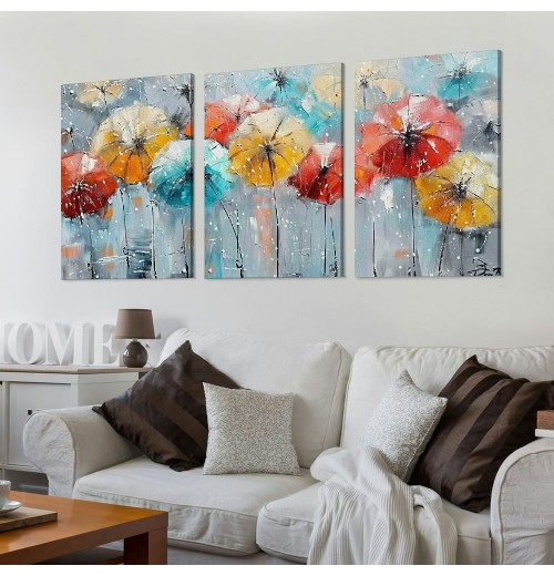 Flower Wall Art for Living Room, Dandelion Canvas Wall Decor for Bedroom, Colorful Abstract Print Painting Picture, Large Size