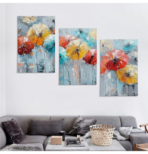 Flower Wall Art for Living Room, Dandelion Canvas Wall Decor for Bedroom, Colorful Abstract Print Painting Picture, Large Size