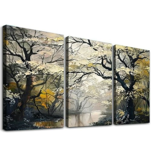 Canvas Art Wall Decor for Living Room Foggy Forest Painting Landscape Picture Modern Nature Artwork for Living Room Bedroom Bathroom Home Office Wall Decor Canvas Wall Decor