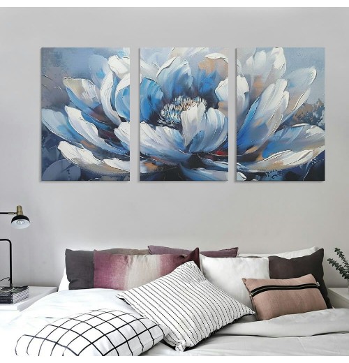 Flower Canvas Wall Art for Living Room Colorful Flower Canvas Painting Wall Decor Abstract Canvas Pictures Floral Artwork for Bathroom Bedroom Living Room Home Office Decor