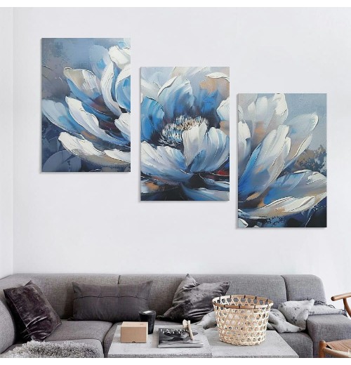 Flower Canvas Wall Art for Living Room Colorful Flower Canvas Painting Wall Decor Abstract Canvas Pictures Floral Artwork for Bathroom Bedroom Living Room Home Office Decor