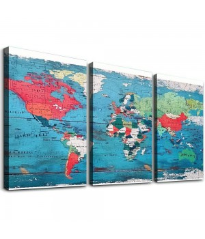 World Map Pictures Canvas Wall Art for Living Room Bedroom or Bathroom Wall Decor,Wall Map Wall Art Print Paitnings for Home Decor,World Map Waterproof Stretched Ready to Hang