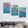 World Map Pictures Canvas Wall Art for Living Room Bedroom or Bathroom Wall Decor,Wall Map Wall Art Print Paitnings for Home Decor,World Map Waterproof Stretched Ready to Hang