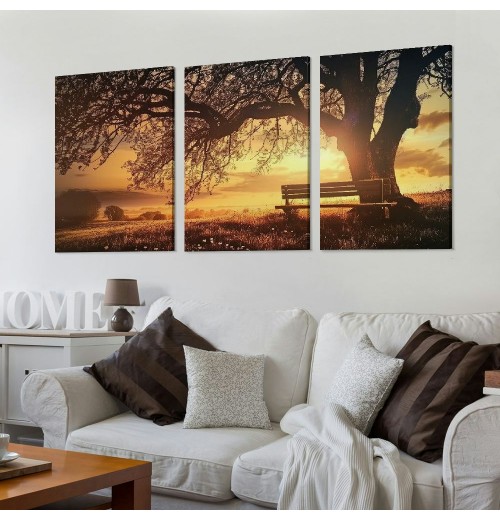 Wall Art Decor Canvas Print Picture Big Trees in Sunset Sunset Forest Natural Landscape Painting Artwork for Living Room Office Home Wall Decor Framed Ready to Hang