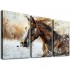 Retro Farmhouse Pictures Prints Decorations Rustic Brown Horse Artwork Large Wall Art Decor Aesthetic for Bedroom Living Room House Bathroom Office