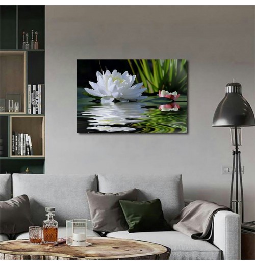 Canvas Prints Zen Wall Art Lotus Flower Prints Pictures for Bathroom Decor Spiritual Meditation Poster Artwork for Spa Decor Framed Read to Hang