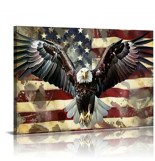 Flag Canvas Wall Art Hanging Picture Home Decor Eagle Wall Decor Artwork Bedroom Living Room Decoration