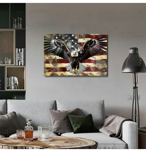 Flag Canvas Wall Art Hanging Picture Home Decor Eagle Wall Decor Artwork Bedroom Living Room Decoration