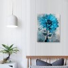 Abstract Flowers Wall Art Teal Flower Canvas Pictures Rustic Blossom Canvas Painting for Bedroom Bathroom Wall Decor Modern Teal Grey Canvas Prints Contemporary Botanical Wall Art