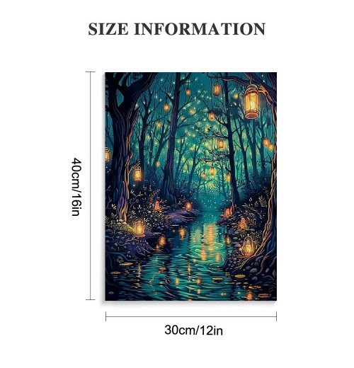 Halloween Fantasy Forest Canvas Wall Art, on Trees Blue Poster for Aesthetic, Picture Print Decor