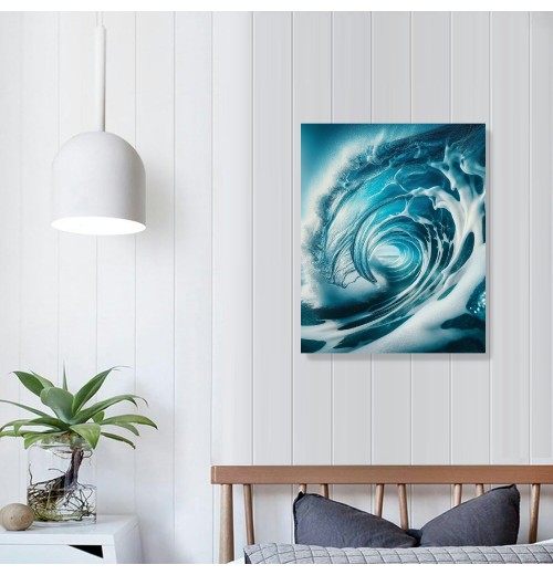 Canvas Wall Art for Living Room, Canvas Wall Art Framed Modern Hanging Wall Decor Sea Wave Pictures Poster Bathroom Bedroom Home ()