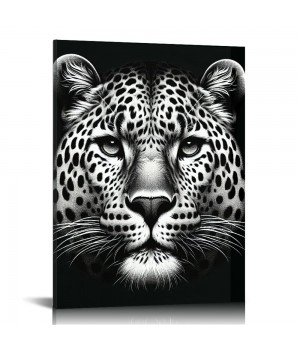 Black and White Wall Art Paintings Blue Eyed Prints on Canvas Wild Animals Pictures Poster Framed Artwork for Living Room Office, Modern Home Wall Decor