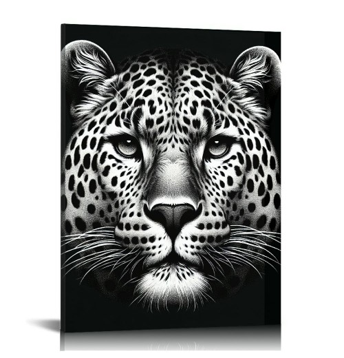 Black and White Wall Art Paintings Blue Eyed Prints on Canvas Wild Animals Pictures Poster Framed Artwork for Living Room Office, Modern Home Wall Decor