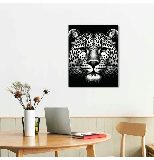 Black and White Wall Art Paintings Blue Eyed Prints on Canvas Wild Animals Pictures Poster Framed Artwork for Living Room Office, Modern Home Wall Decor