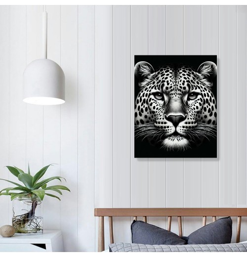 Black and White Wall Art Paintings Blue Eyed Prints on Canvas Wild Animals Pictures Poster Framed Artwork for Living Room Office, Modern Home Wall Decor