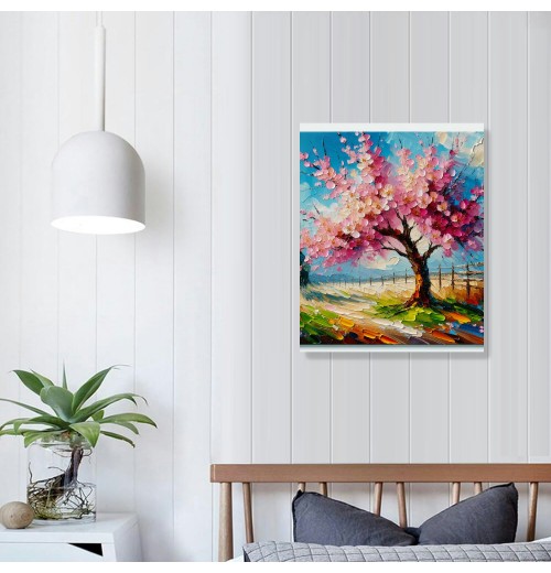 Canvas Wall Art Pink Peach Tree Canvas Print Hanging Pictures for Bathroom Bedroom Living Room Office Decor