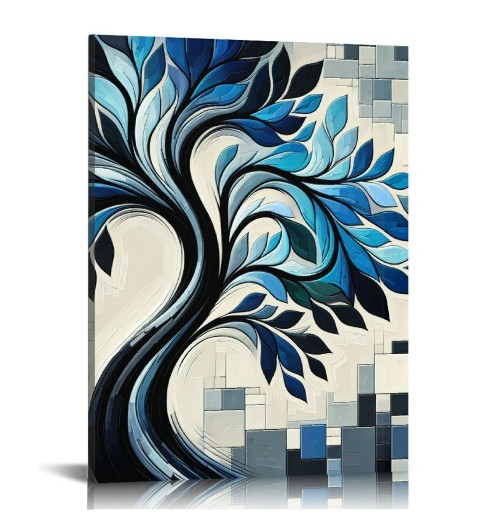 Blue Tree Flowers Oil Paintings on Canvas Abstract Art Pictures Canvas Wall Art Paintings Modern Home Decor Abstract Paintings Ready to Hang