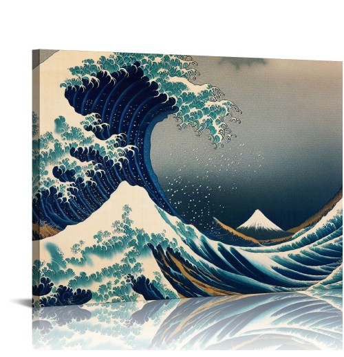 Great Wave of Kanagawa Katsushika Hokusai Giclee Canvas Prints Wall Art Abstract Seascape Pictures Paintings for Living Room Home Decorations Large Modern Stretched and Framed Sea Artwork