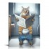 Cat Paintings Canvas Wall Art Modern Cat Bathroom Decor Posters Cat on Toilet Pictures Funny Animals Kids Bathroom Wall Decor For Living Room Bathroom Decoration