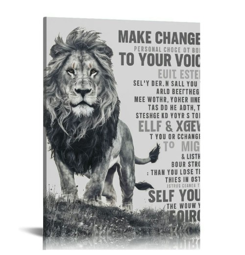 Canvas Wall Art Pictures for Wall Inspirational Lion Quotes - Painting Wall Décor for Bathroom Bedroom Office Framed Artwork