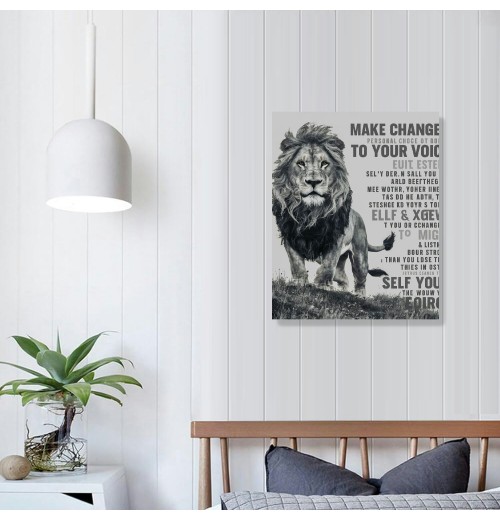 Canvas Wall Art Pictures for Wall Inspirational Lion Quotes - Painting Wall Décor for Bathroom Bedroom Office Framed Artwork