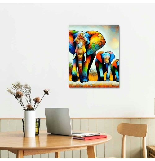 Textured Canvas Wall Art for Living Room, Canvas Wall Art Framed Oil Painting Elephant Artwork Modern Wall Decor Pictures Bathroom Bedroom Home Office Decor