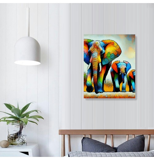 Textured Canvas Wall Art for Living Room, Canvas Wall Art Framed Oil Painting Elephant Artwork Modern Wall Decor Pictures Bathroom Bedroom Home Office Decor