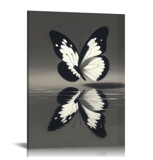 Butterfly Textured Canvas Wall Art for Living Room,Canvas Wall Art Framed Handmade Butterfly Oil Painting Modern Wall Decor Hanging Pictures Bathroom Bedroom Home Office Decor